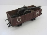 Bassett-Lowke or Similar Gauge One Wood Construction GN Open Wagon with Diecast Field Gun Load