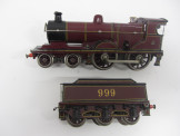 Scarce Bing Gauge 0 c 1910 Clockwork MR 4-4-0 "999" Locomotive and Tender