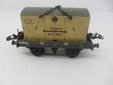 Scarce Postwar Hornby Gauge 0 GW Flat Wagon with Insul-Meat Container