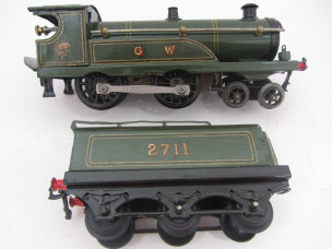 Early Hornby Gauge 0 C/W GW 2711 Locomotive and Tender